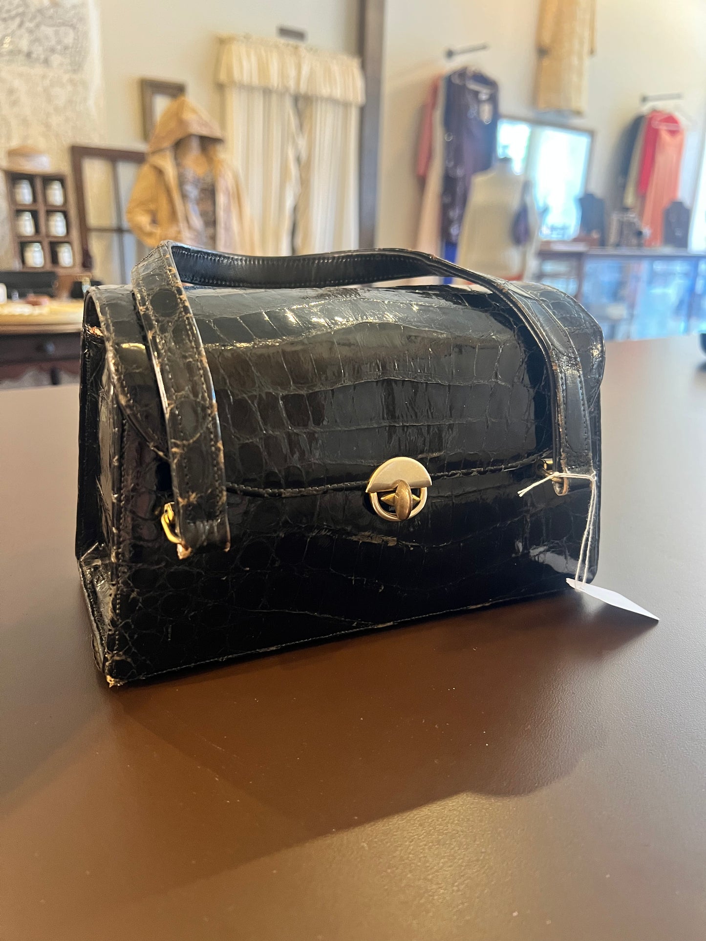 Vintage Alligator Top Handle Bag