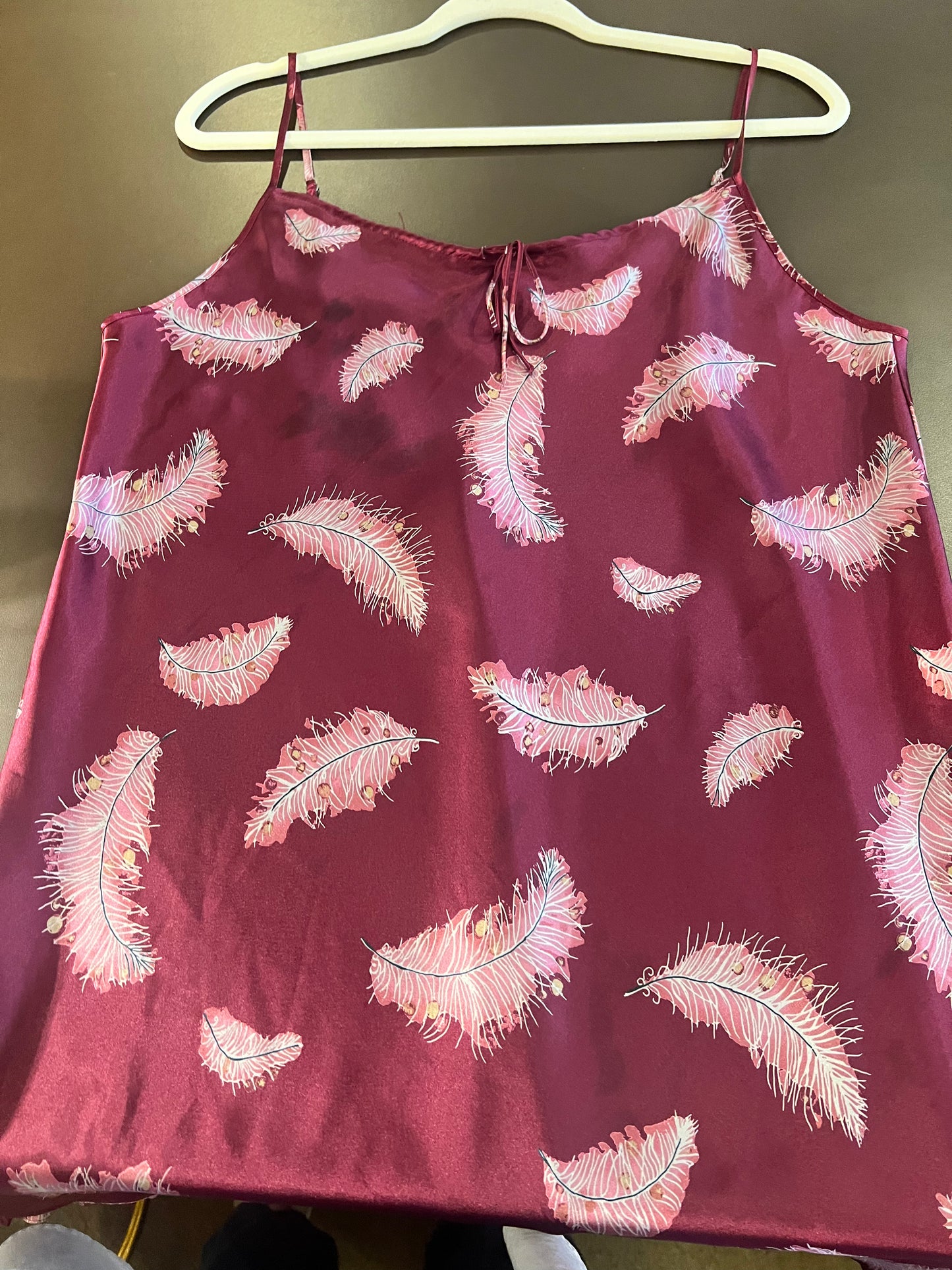 1990s Intimate Essentials Feather Print Slip Dress