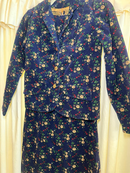 1960s/70s Floral Corduroy Blazer & Dress Set
