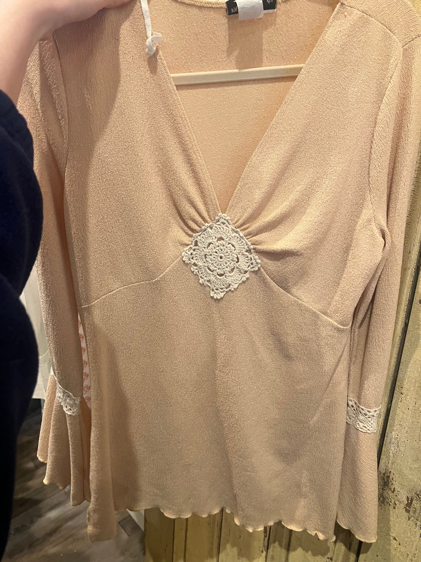 90s Fashion Bug Crochet Accent Blouse