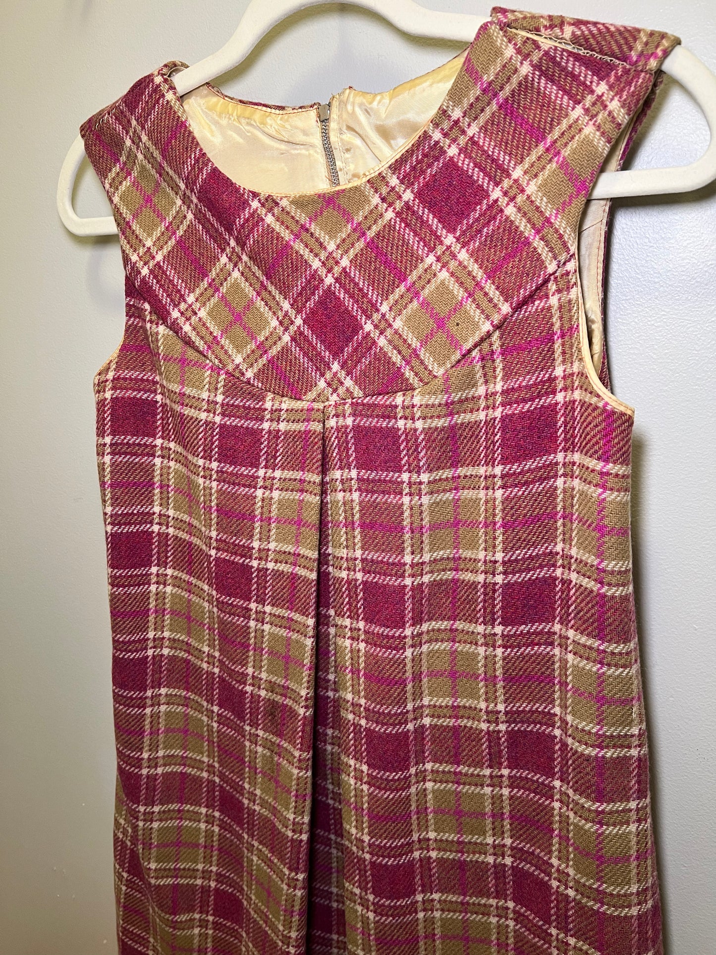 1960s Wool Plaid Mod Dress