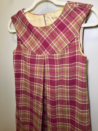 1960s Wool Plaid Mod Dress
