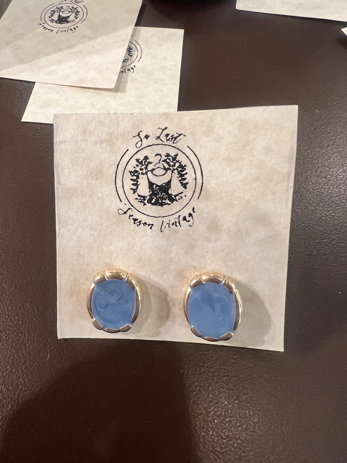Vintage Blue Swirl Design Earrings