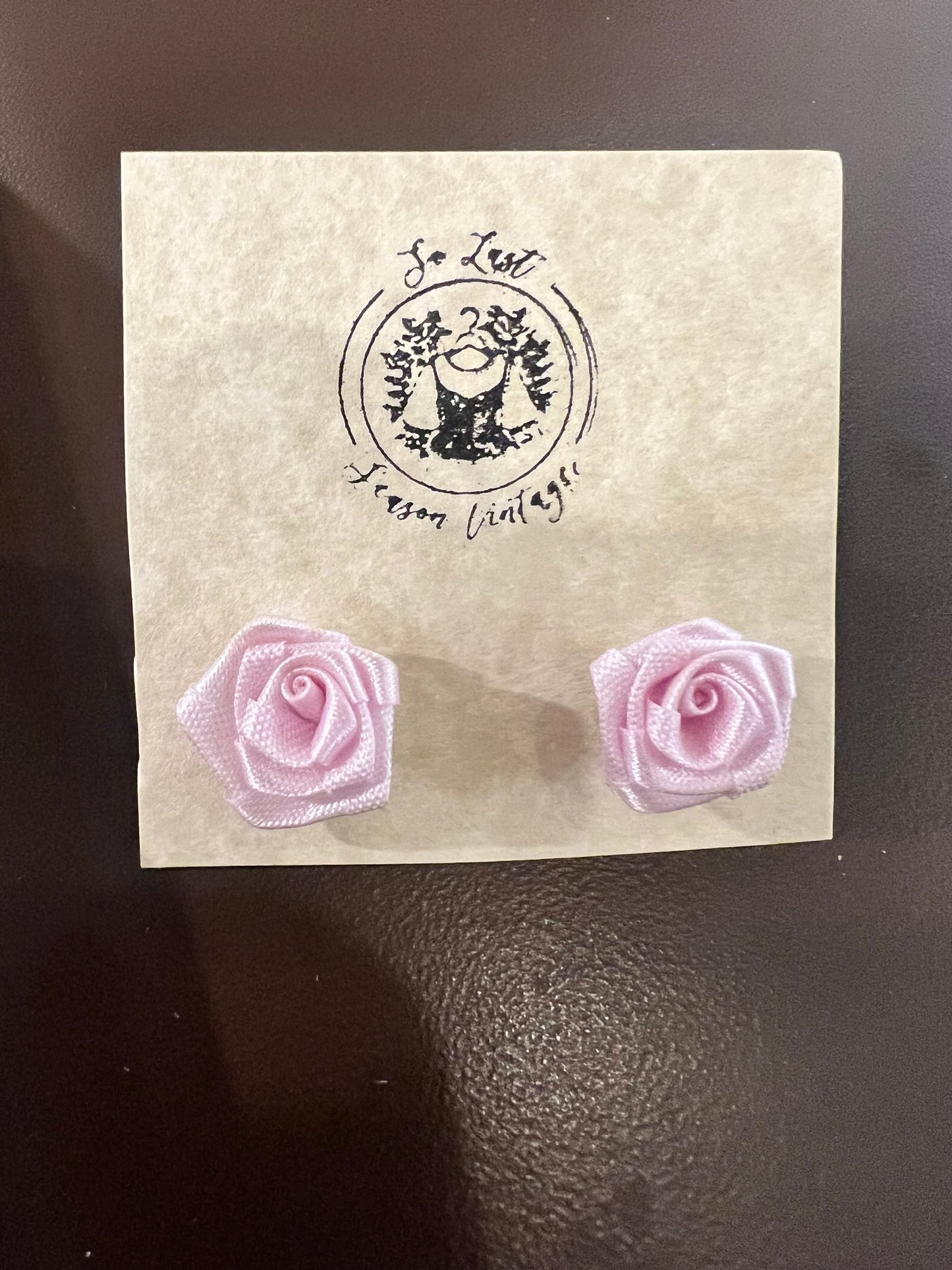Vintage Ribbon Rose Earrings