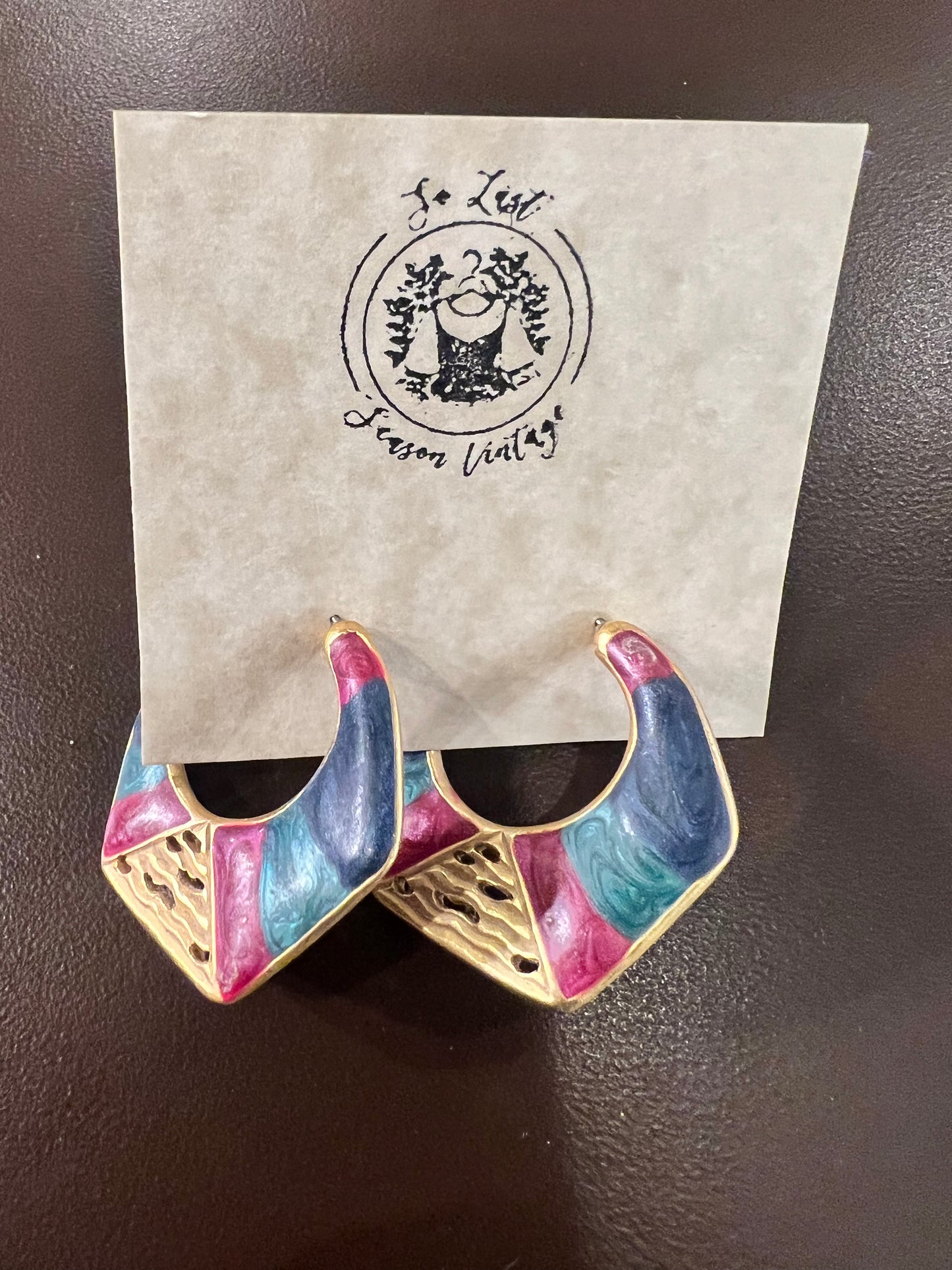 1980s Marbled Hoops Earrings