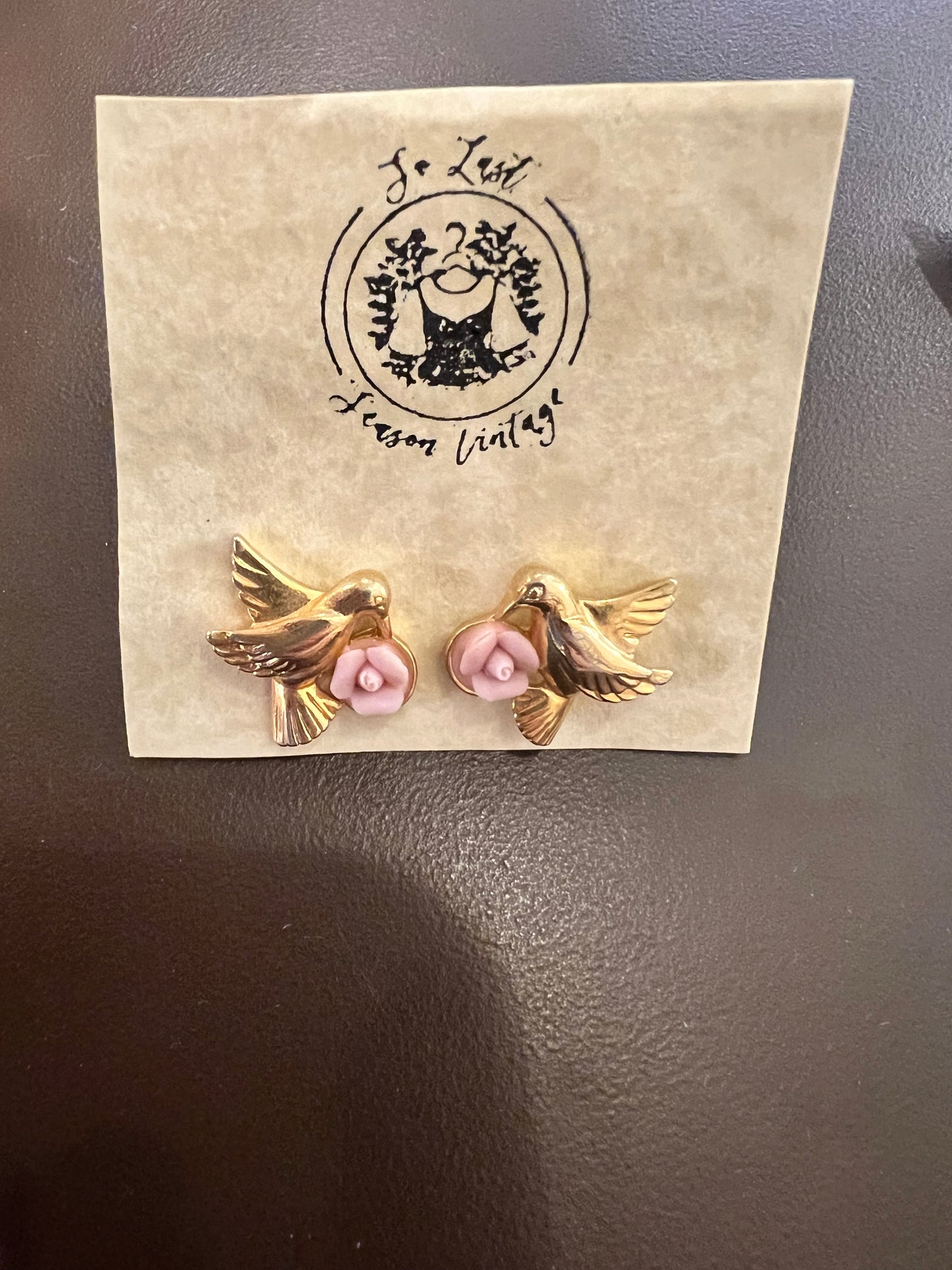 1980s Hummingbird Rose Earrings