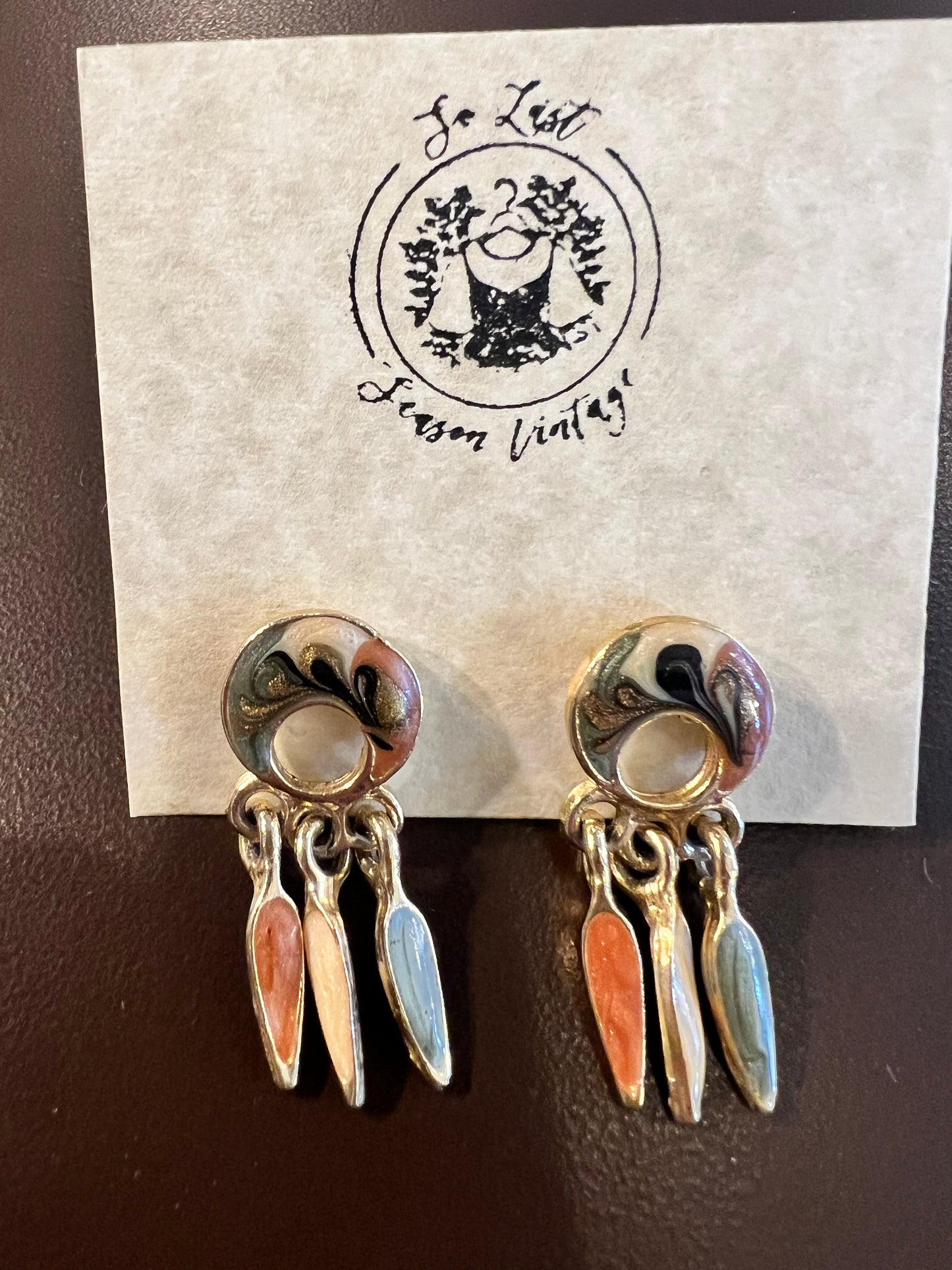 1980s Swirled Dangle Earrings
