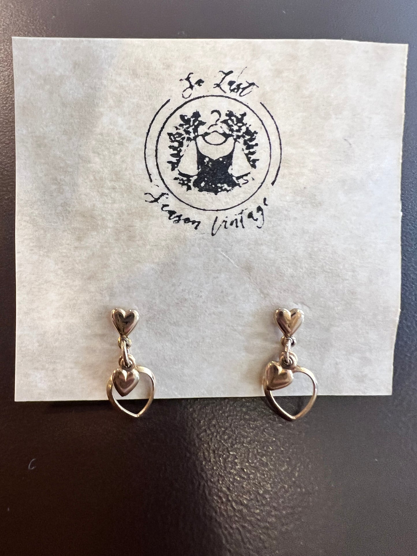 Vintage Double Heart Drop Earrings
