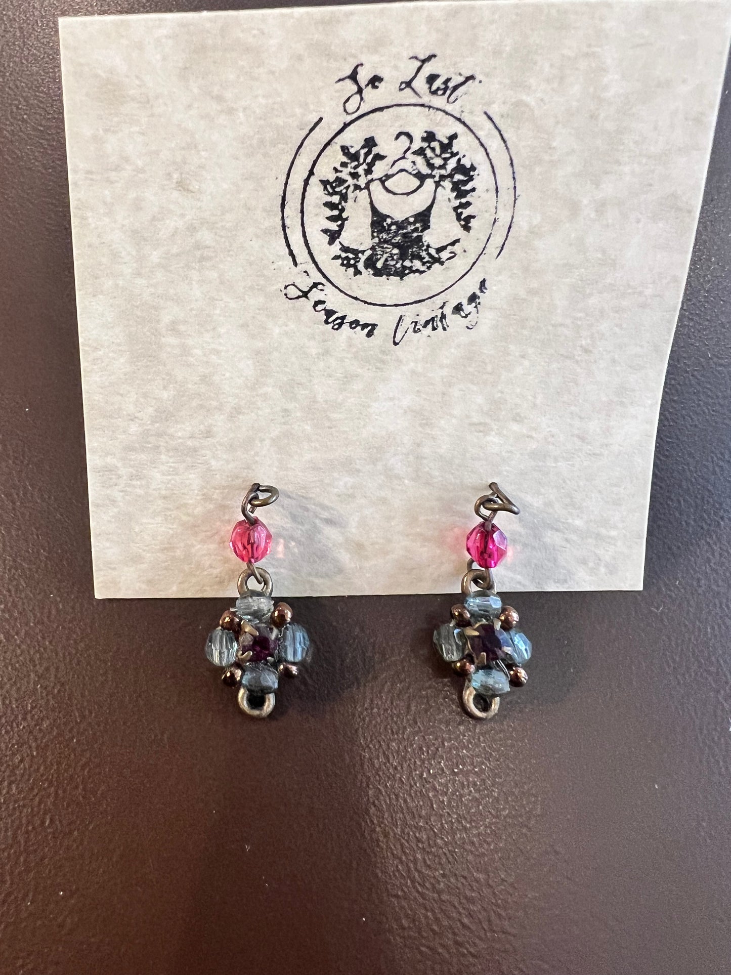 Vintage Flower Beaded Drop Earrings