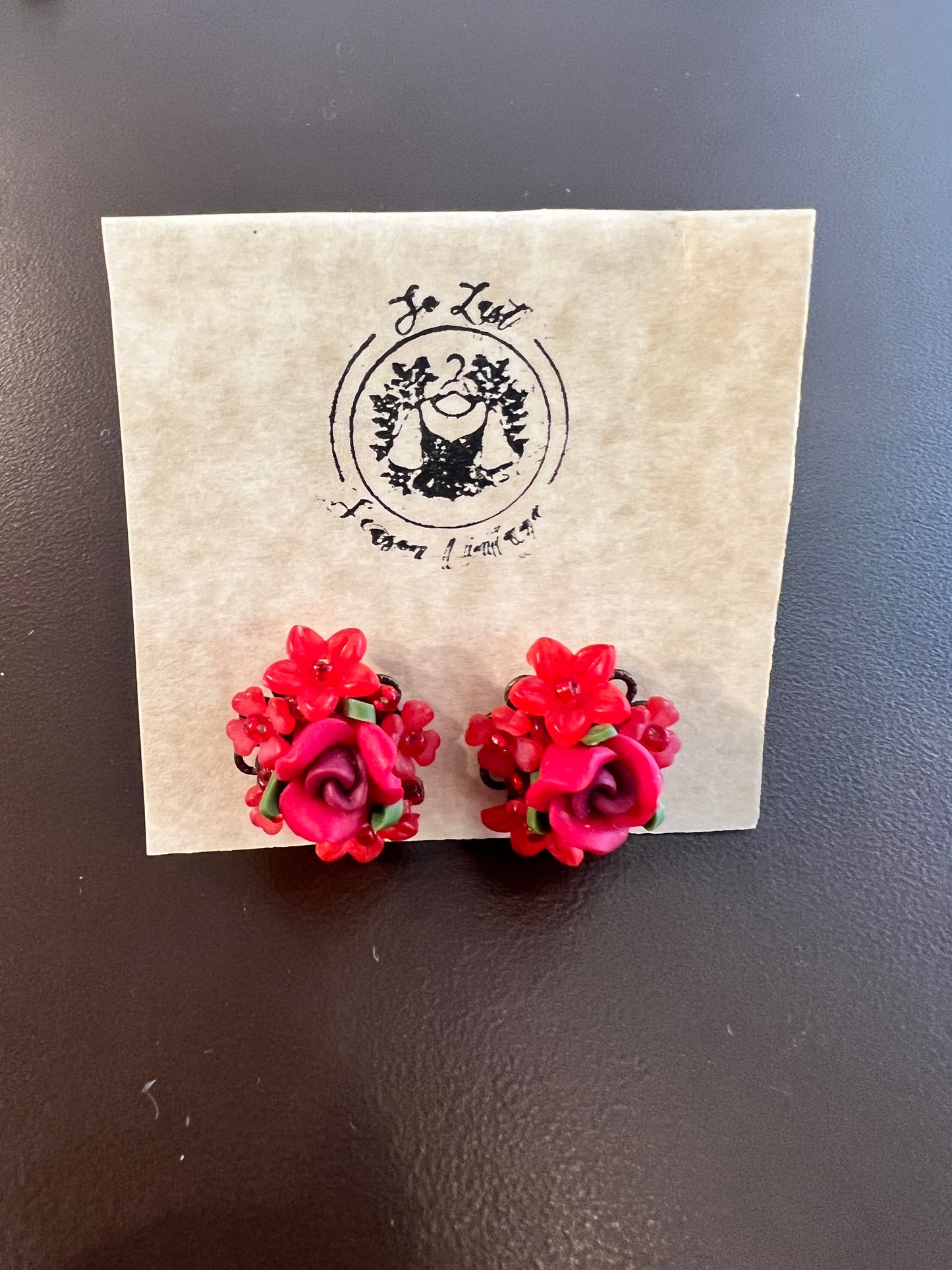 Vintage Rose Flower Cluster Earrings