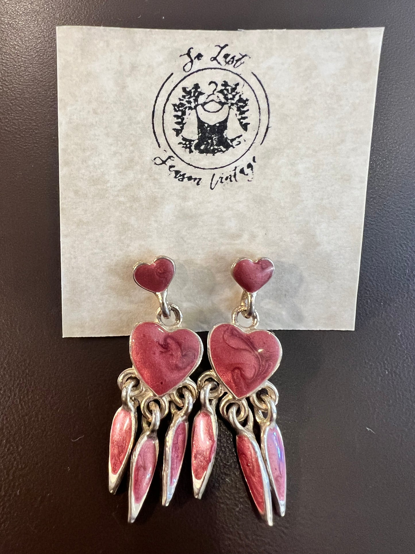 Vintage Heart Swirl Design Dangle Earrings