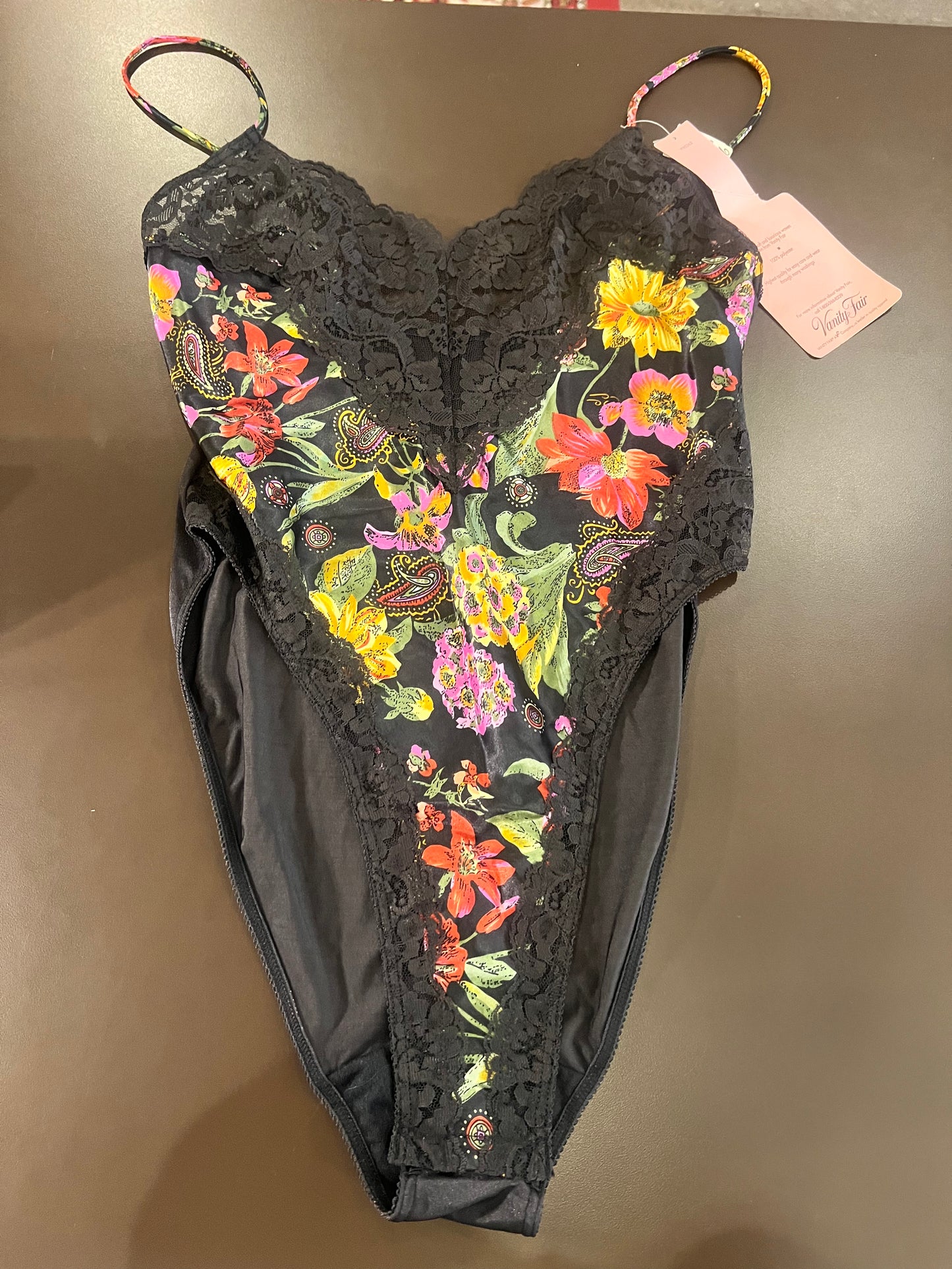 NWT 1980s Vanity Fair Floral Lace Bodysuit/Teddy