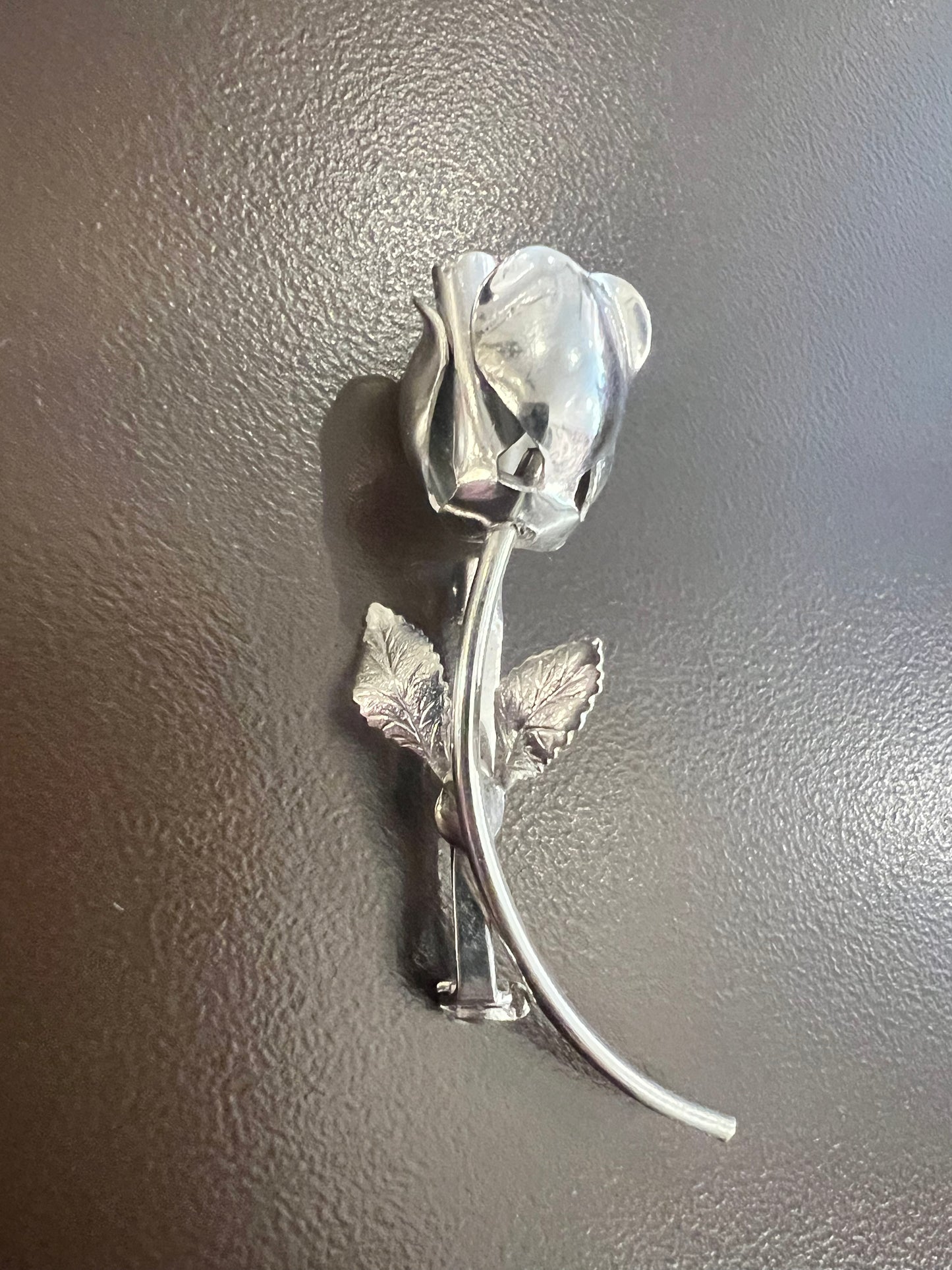 Vintage Silver Rose Brooch