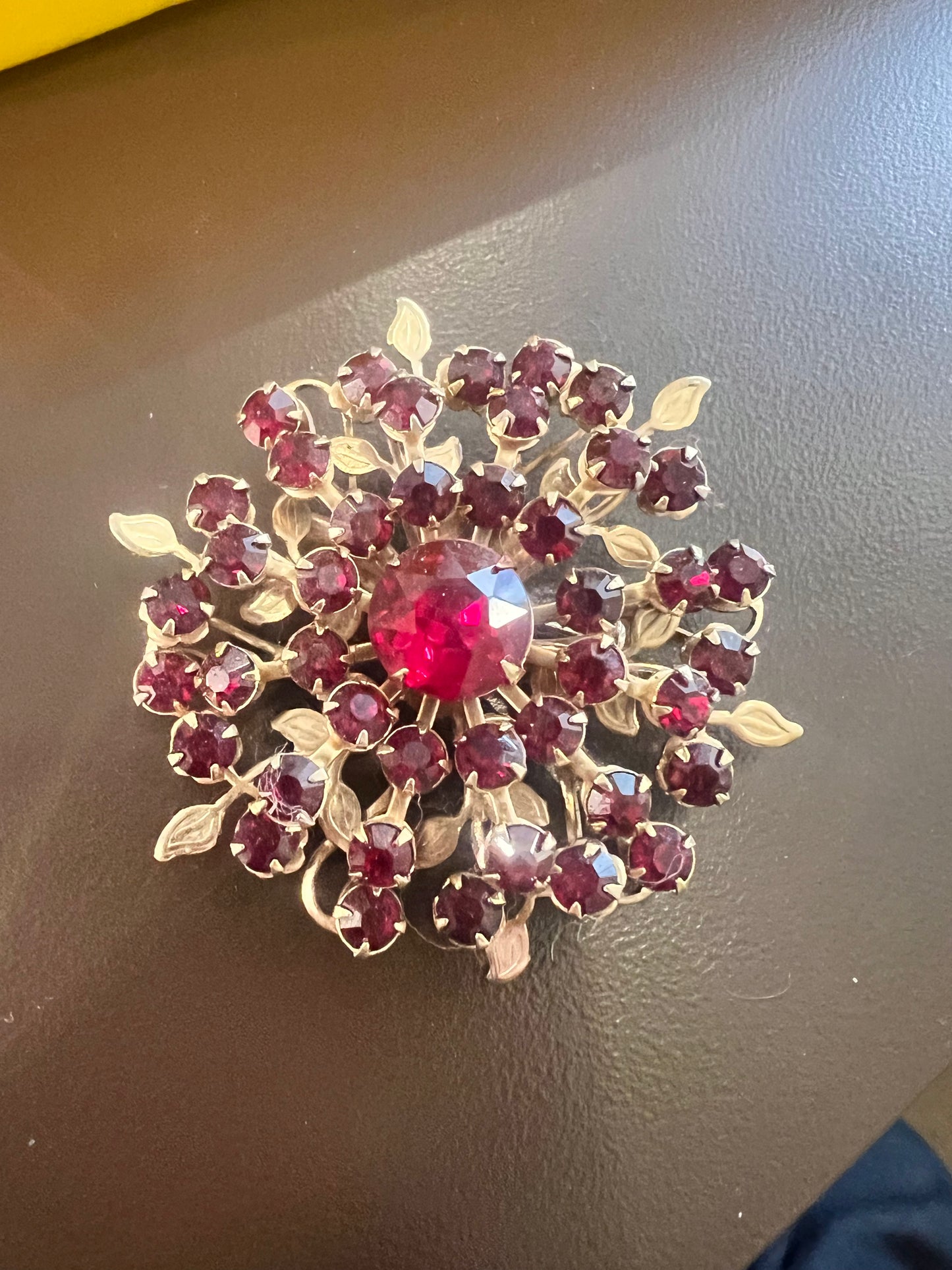 Vintage Round Ruby Cluster Brooch