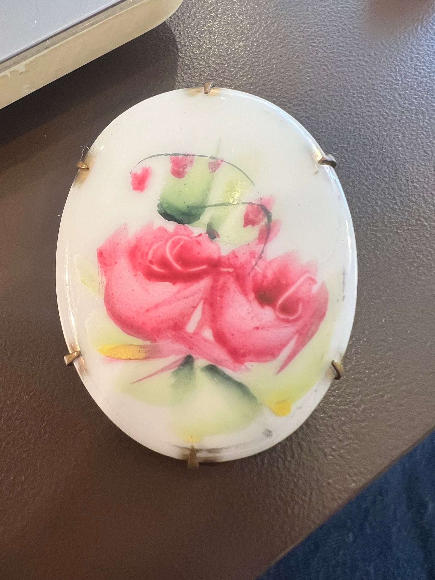 Vintage Victorian Hand Painted Brooch