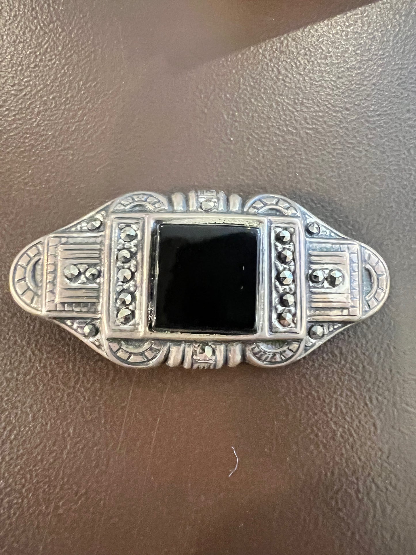 Vintage Onyx Art Deco Style Brooch