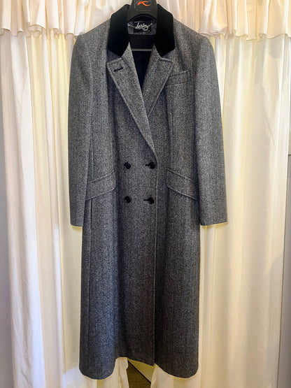 1980s Loring Herringbone Velvet Collar Coat