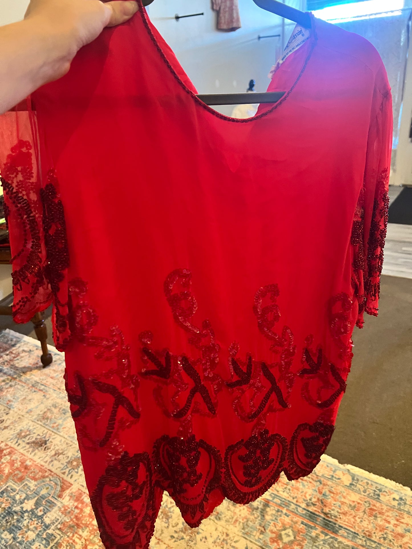 80s Oleg Cassini Beaded Top