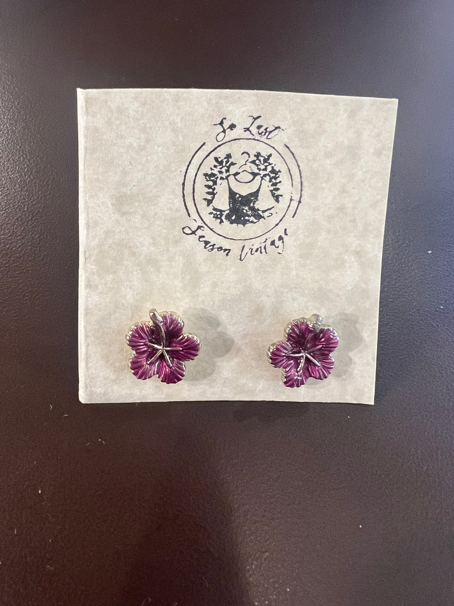 Vintage Hibiscus Stud Earrings
