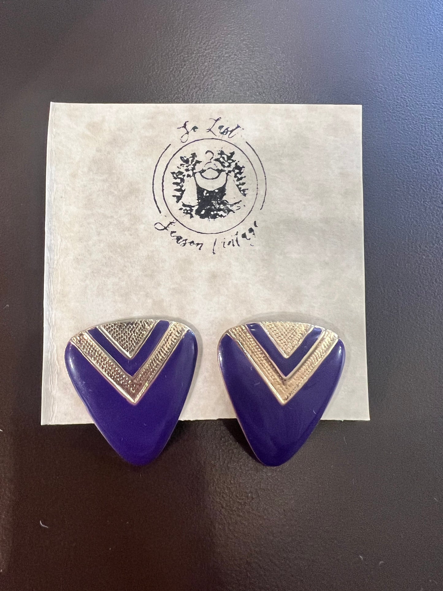 1980s Purple Geometric Earrings