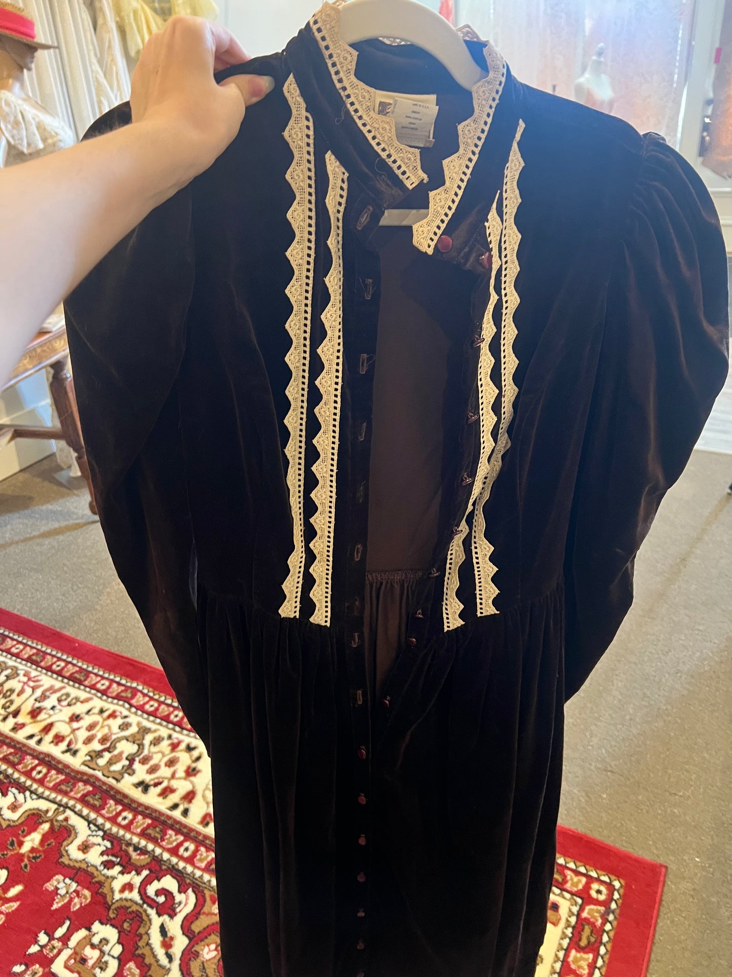 70s Velvet Trim Gunne Sax Dress