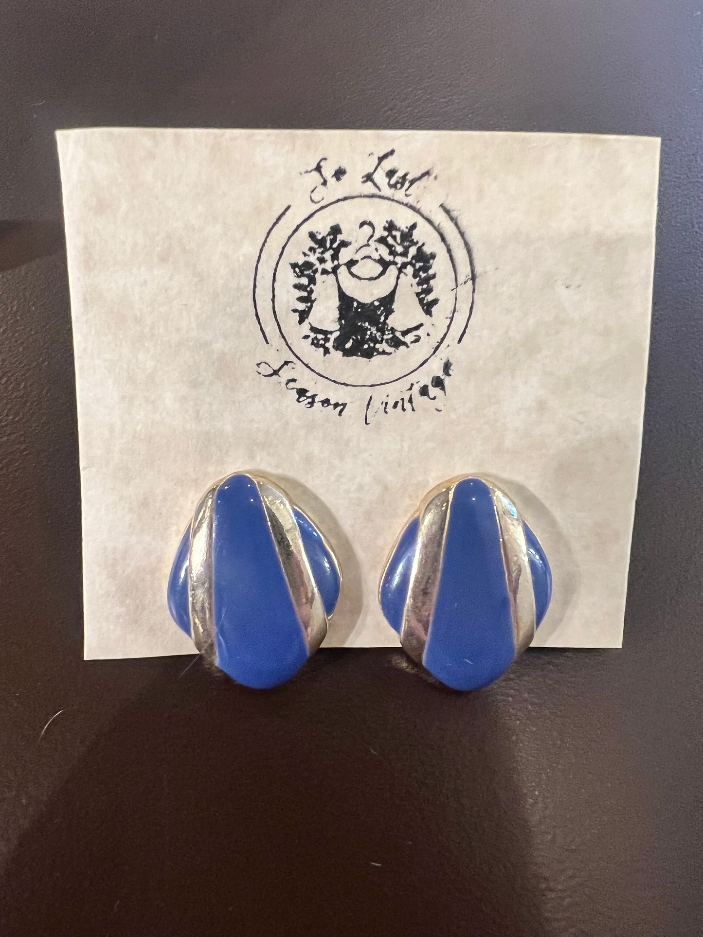 Vintage Blue and Gold Stud Earrings
