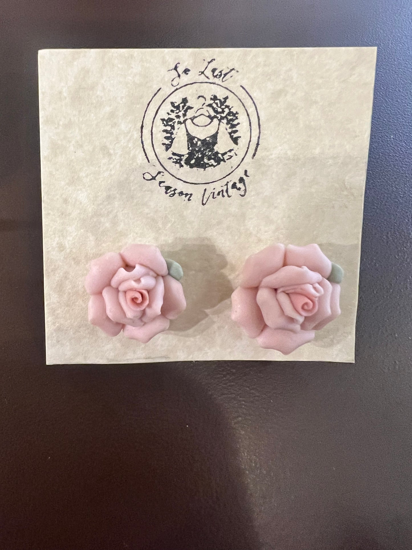 Vintage Porcelain Flower Stud Earrings