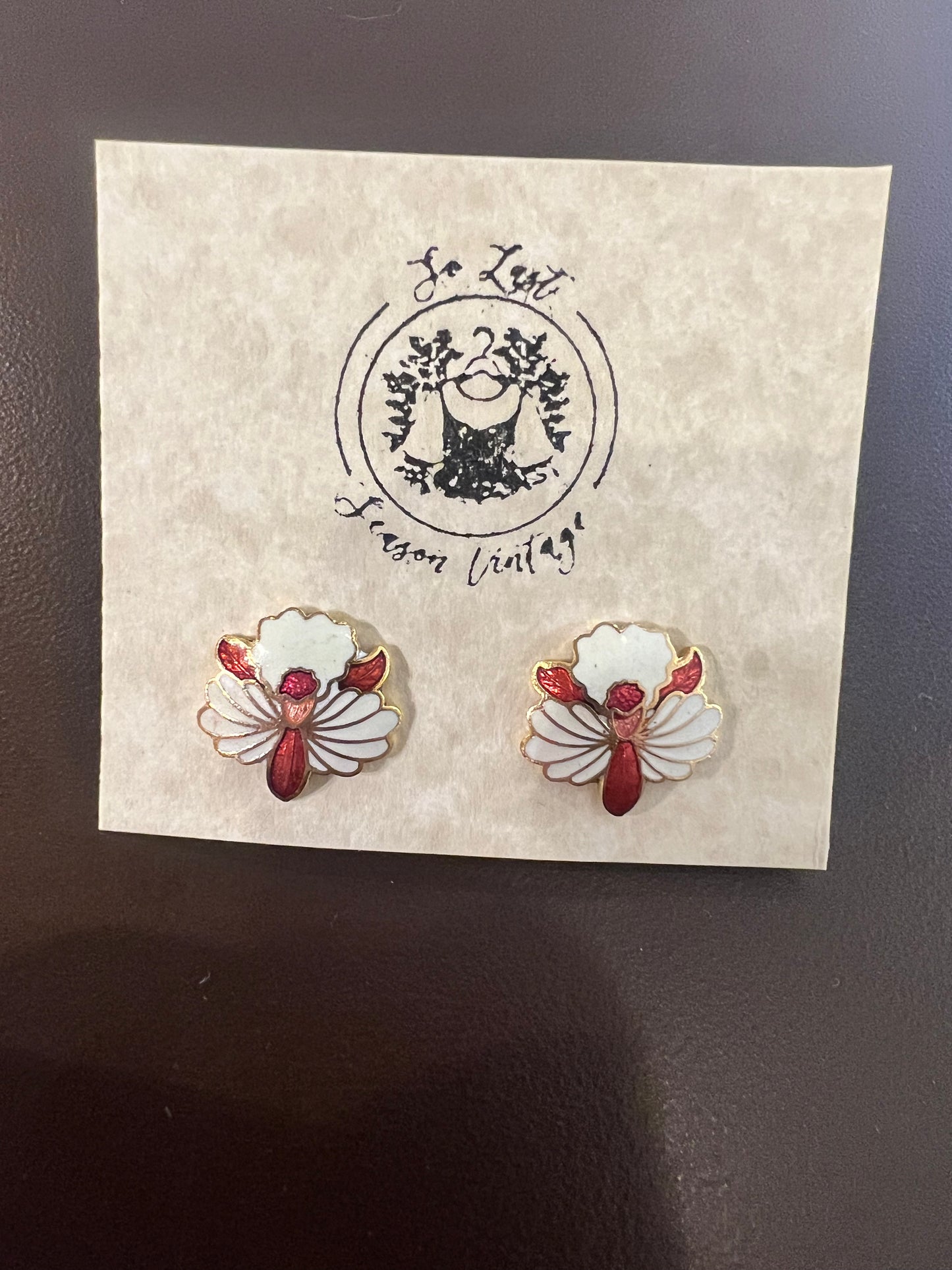 1970s Cloisonne Flower Stud Earrings