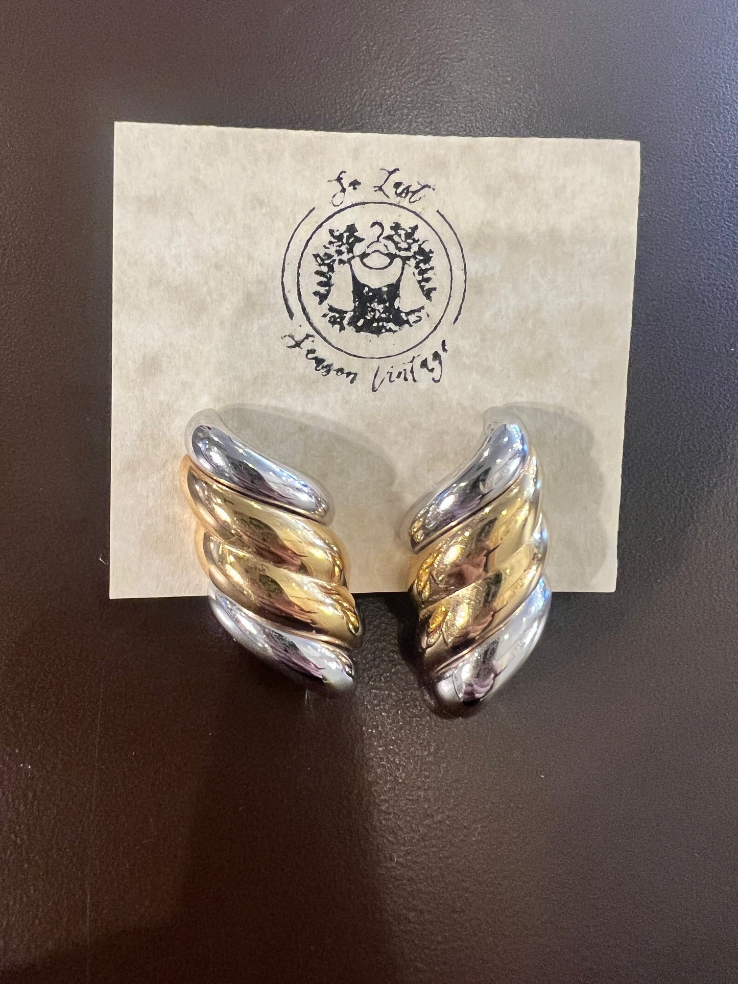 Vintage Monet Swirl Two Tone Earrings