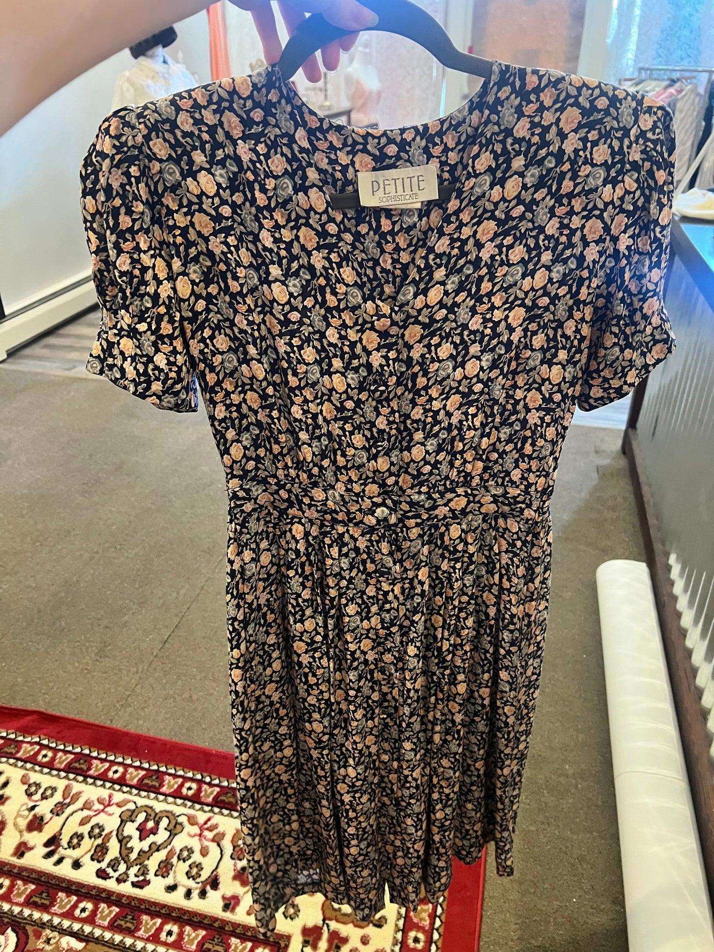 80s Petite Sophisticate Floral Dress