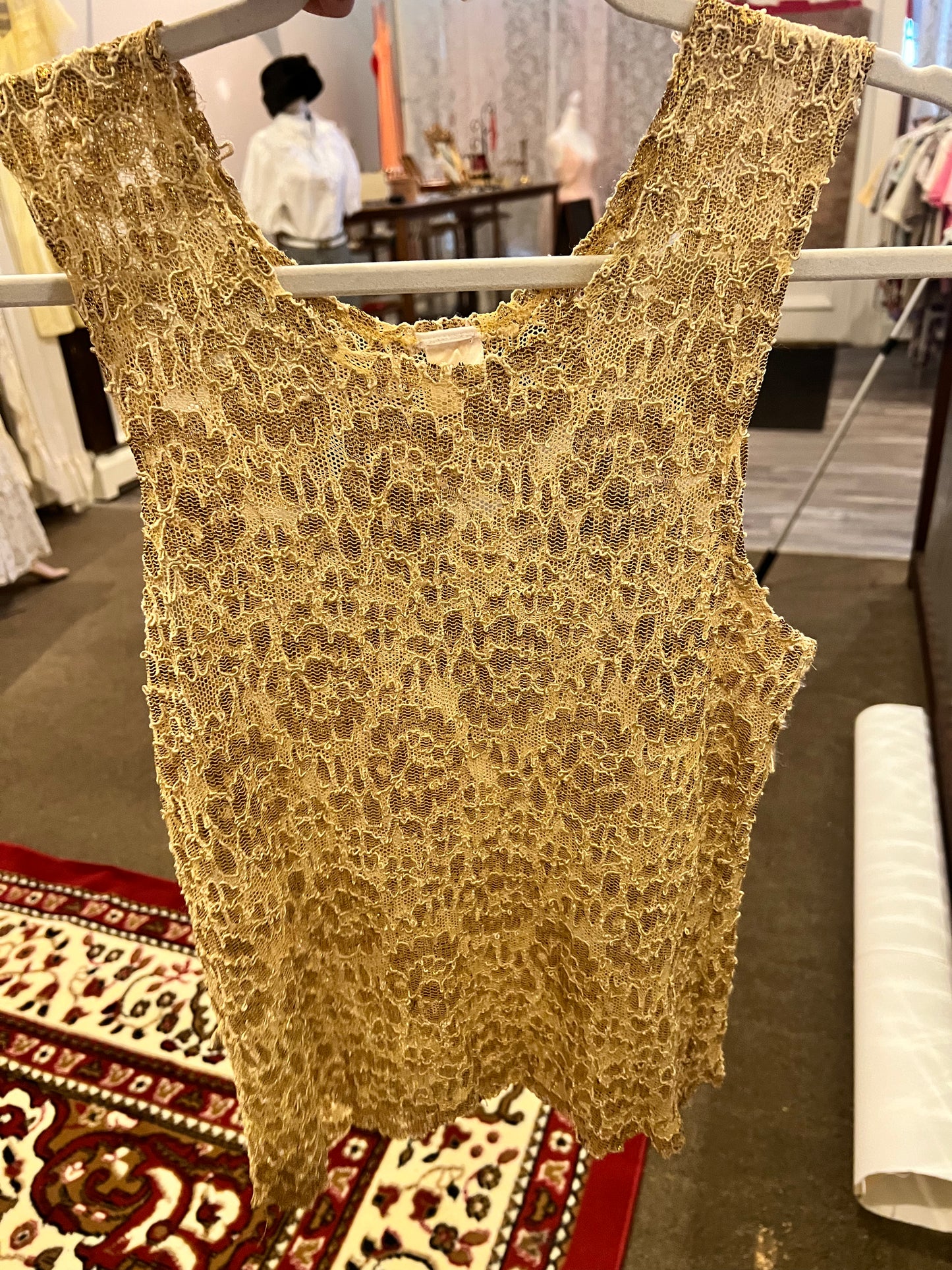 90s Gold Lace Sheer Tank