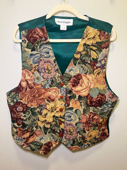 1990s Norton McNaughton Floral Tapestry Vest