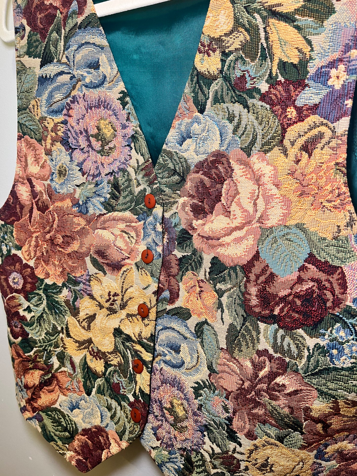 1990s Norton McNaughton Floral Tapestry Vest