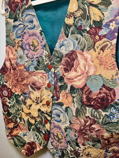 1990s Norton McNaughton Floral Tapestry Vest