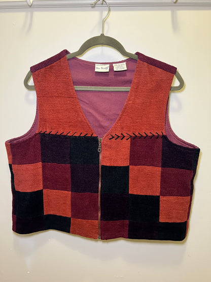 1990s Two Twenty Checker Patch Zip Up Vest
