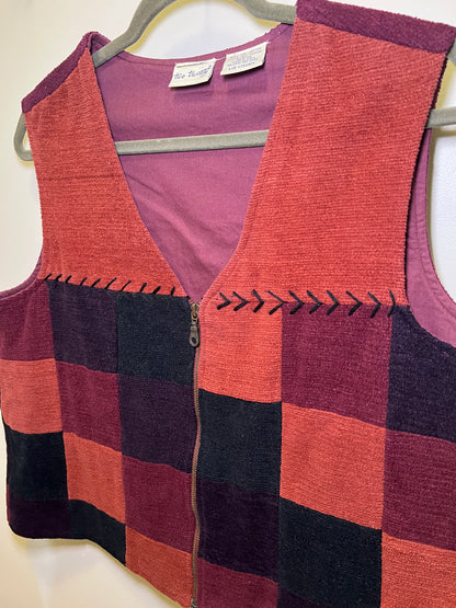 1990s Two Twenty Checker Patch Zip Up Vest