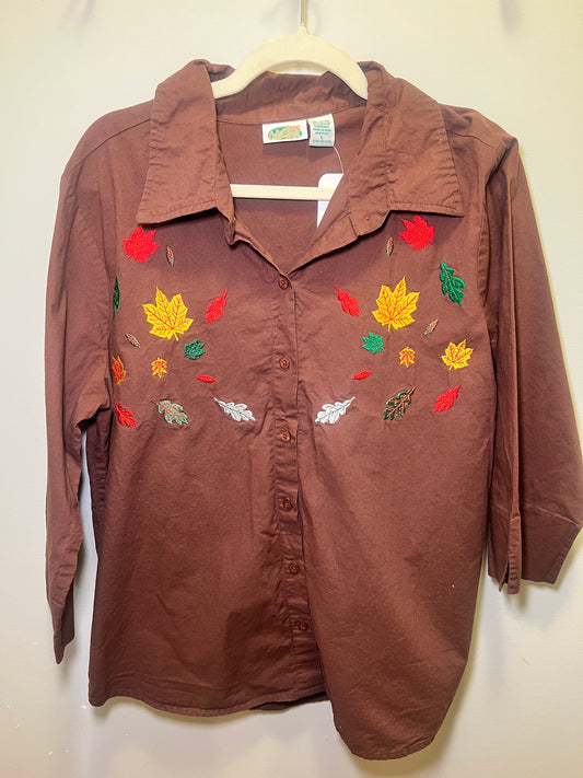 1990s Collections etc. Leaf Embroidered Shirt
