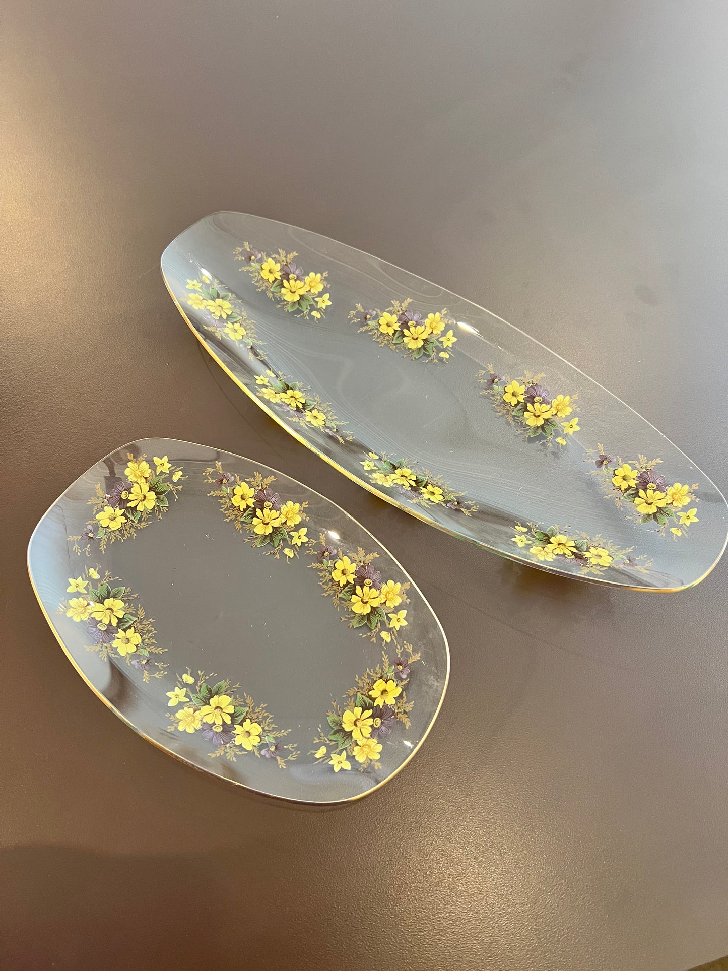 1960s Set of 2 Floral Hedgerow Serving Platters