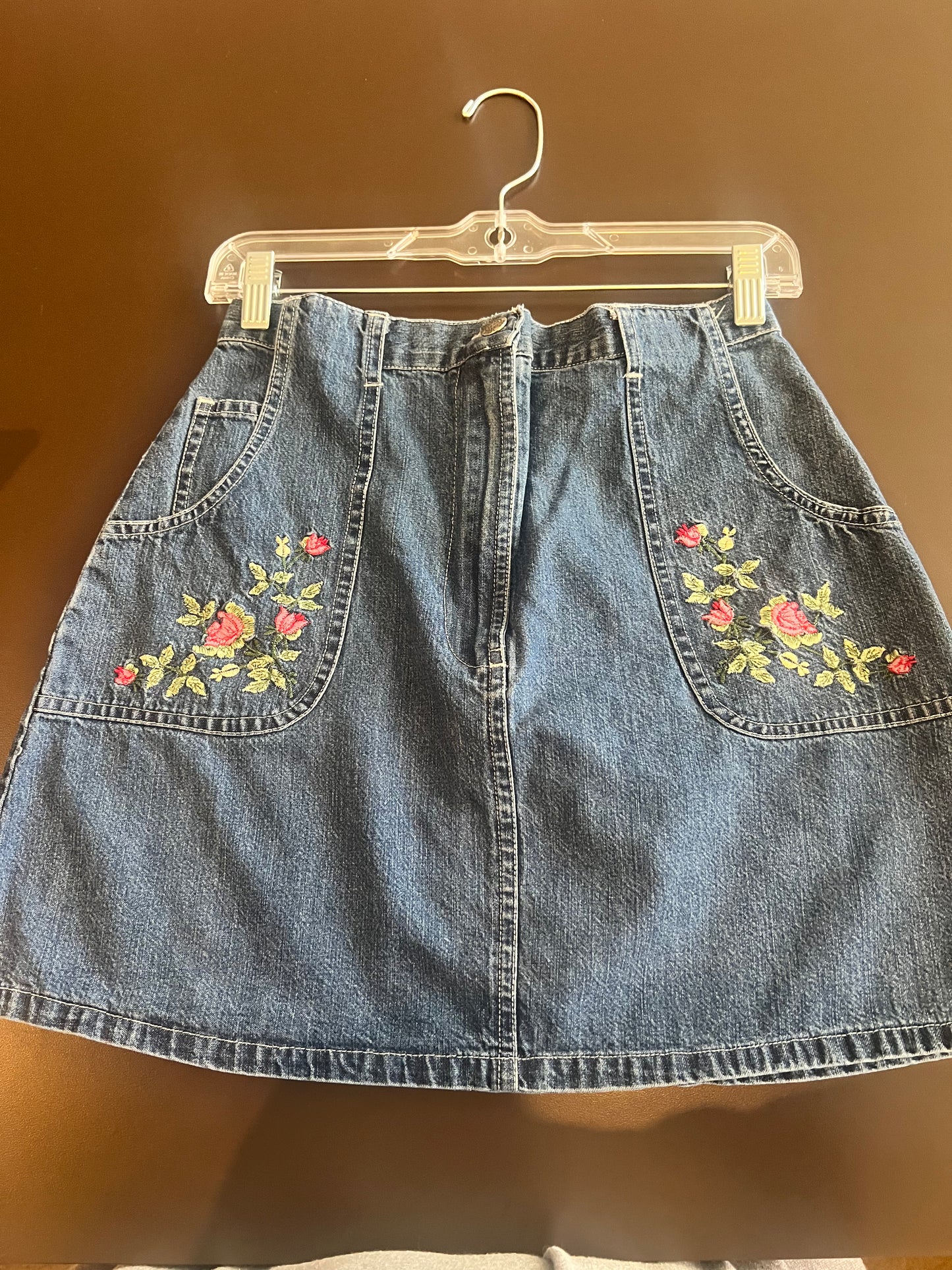 1990s Jean Tonic Floral Embroidered Denim Skirt