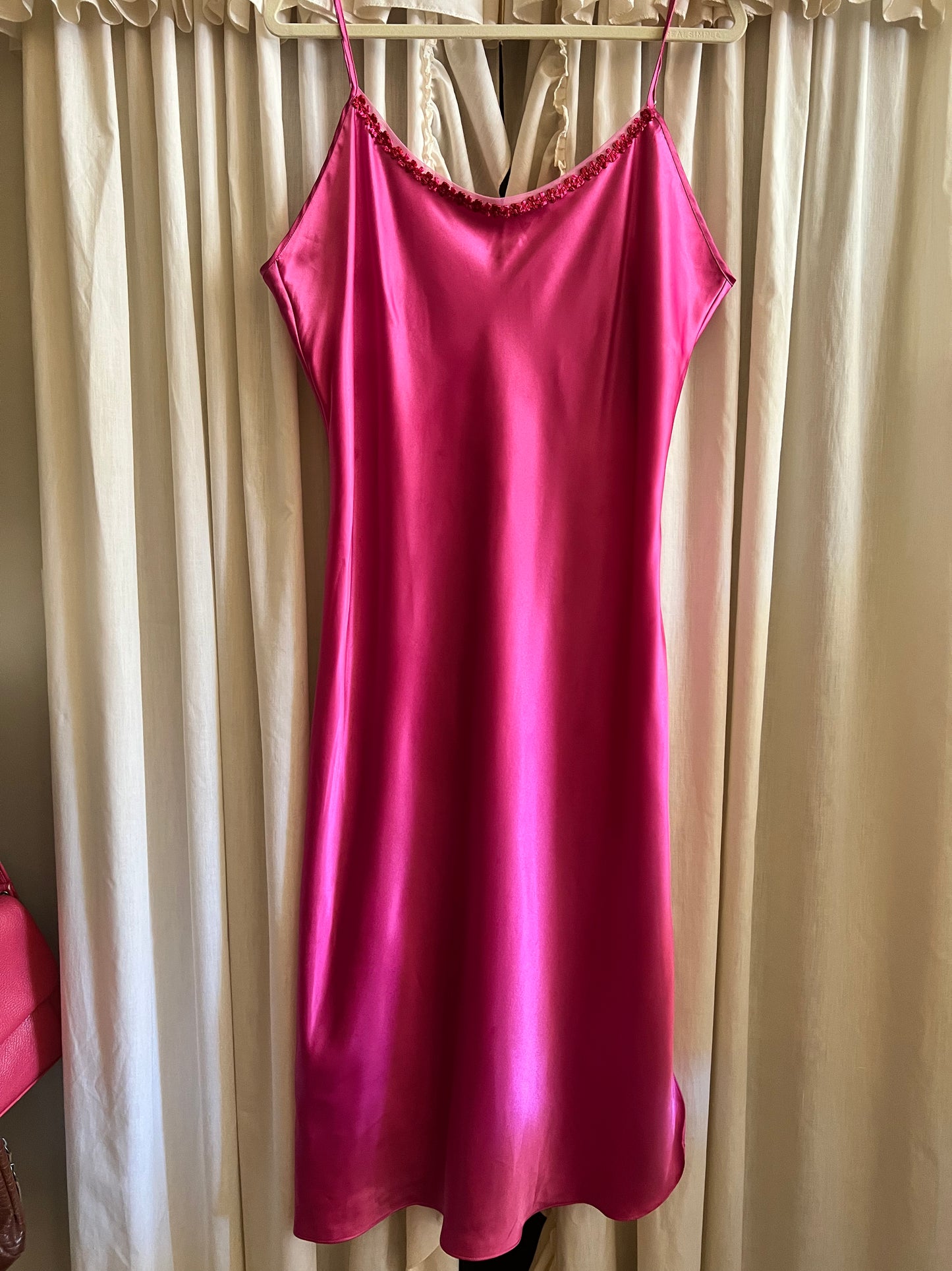 1980s/90s California Dynasty Hot Pink Slip Dress