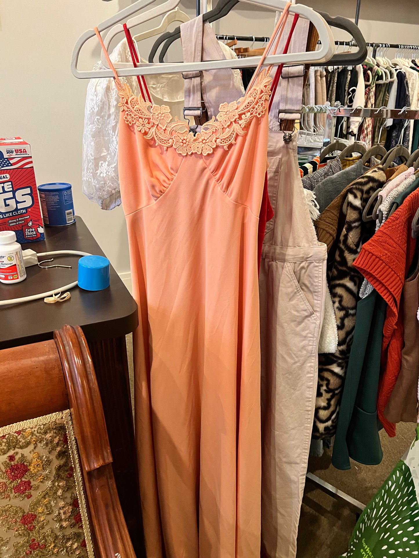 70s Lace Neckline Gown
