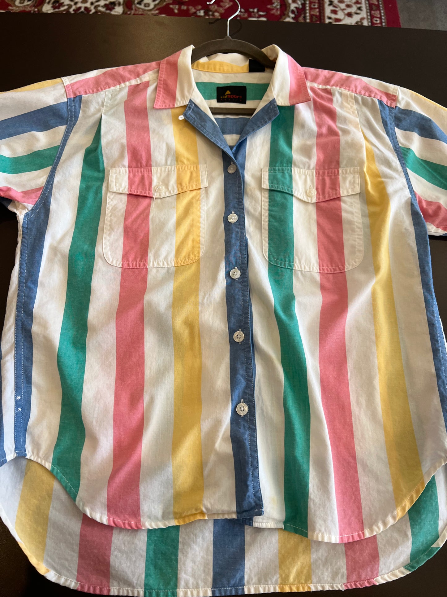 1980s/90s Liz Sport Stripe Button Down Top
