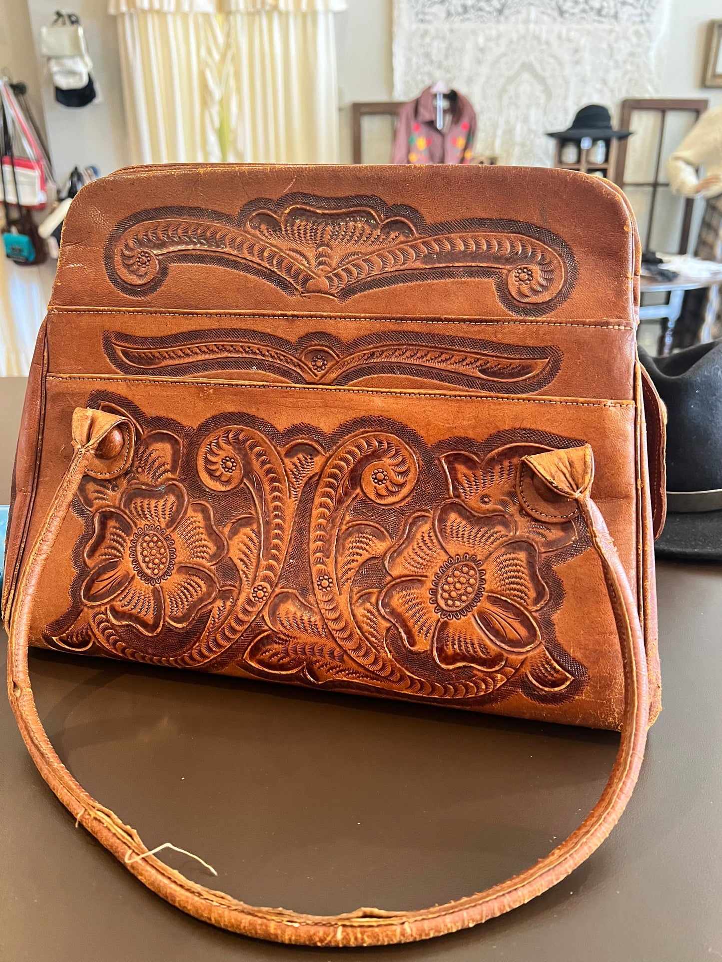 1960s/70s Hand Tooled Leather Bag