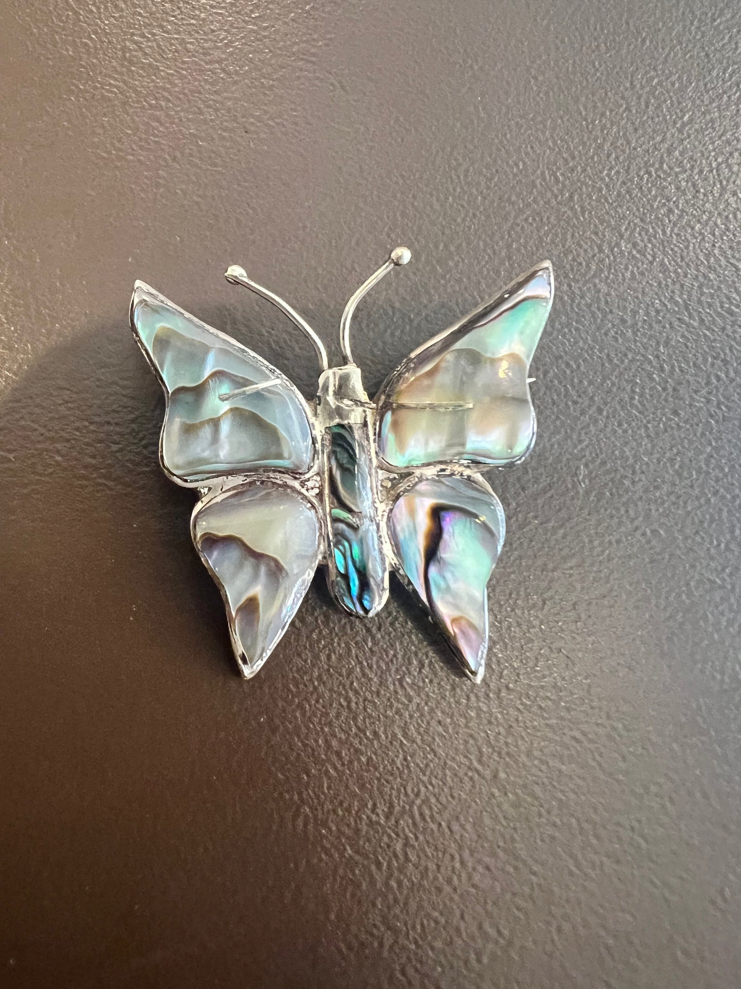 Vintage Butterfly Sterling Silver Abalone Brooch