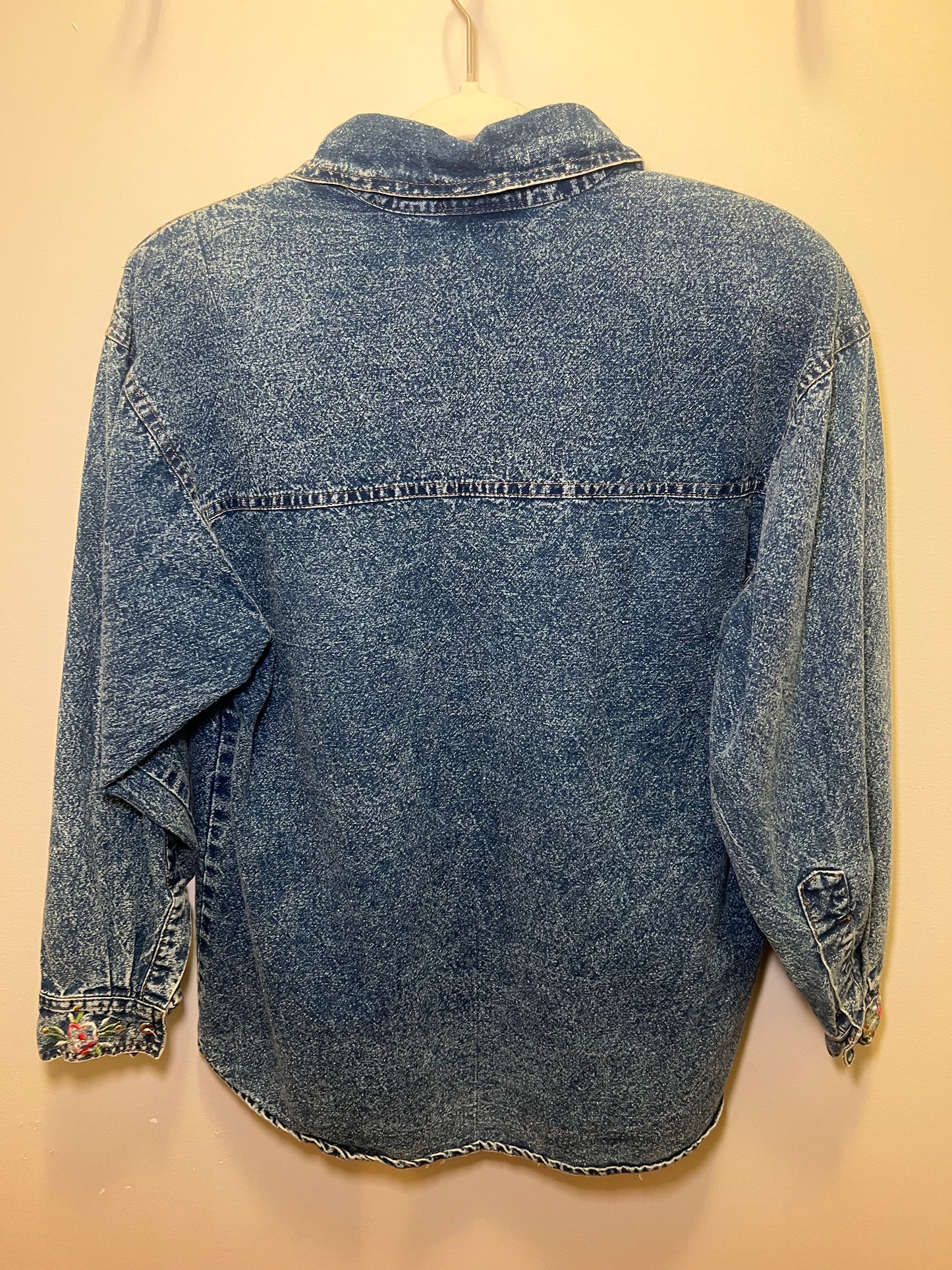 1990s Pretty Bleu Embroidered Denim Shirt
