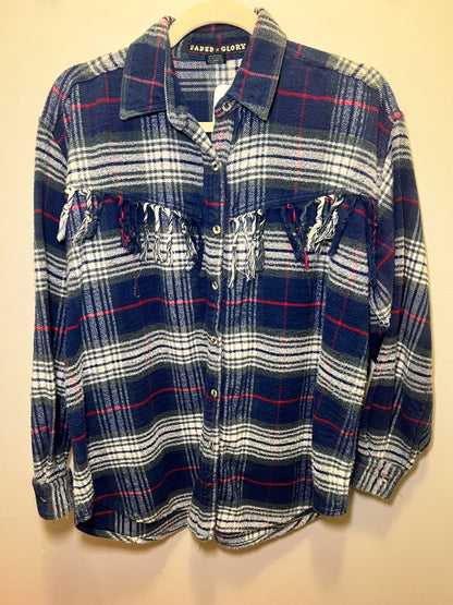 1990s Faded Glory Fringe Flannel