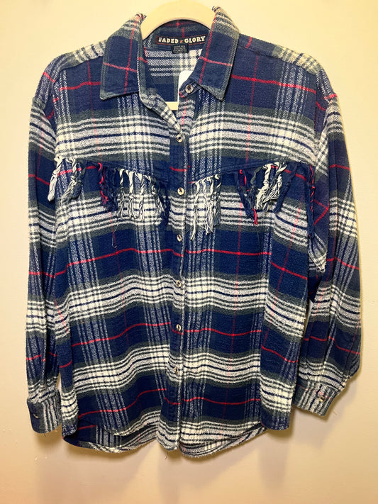 1990s Faded Glory Fringe Flannel