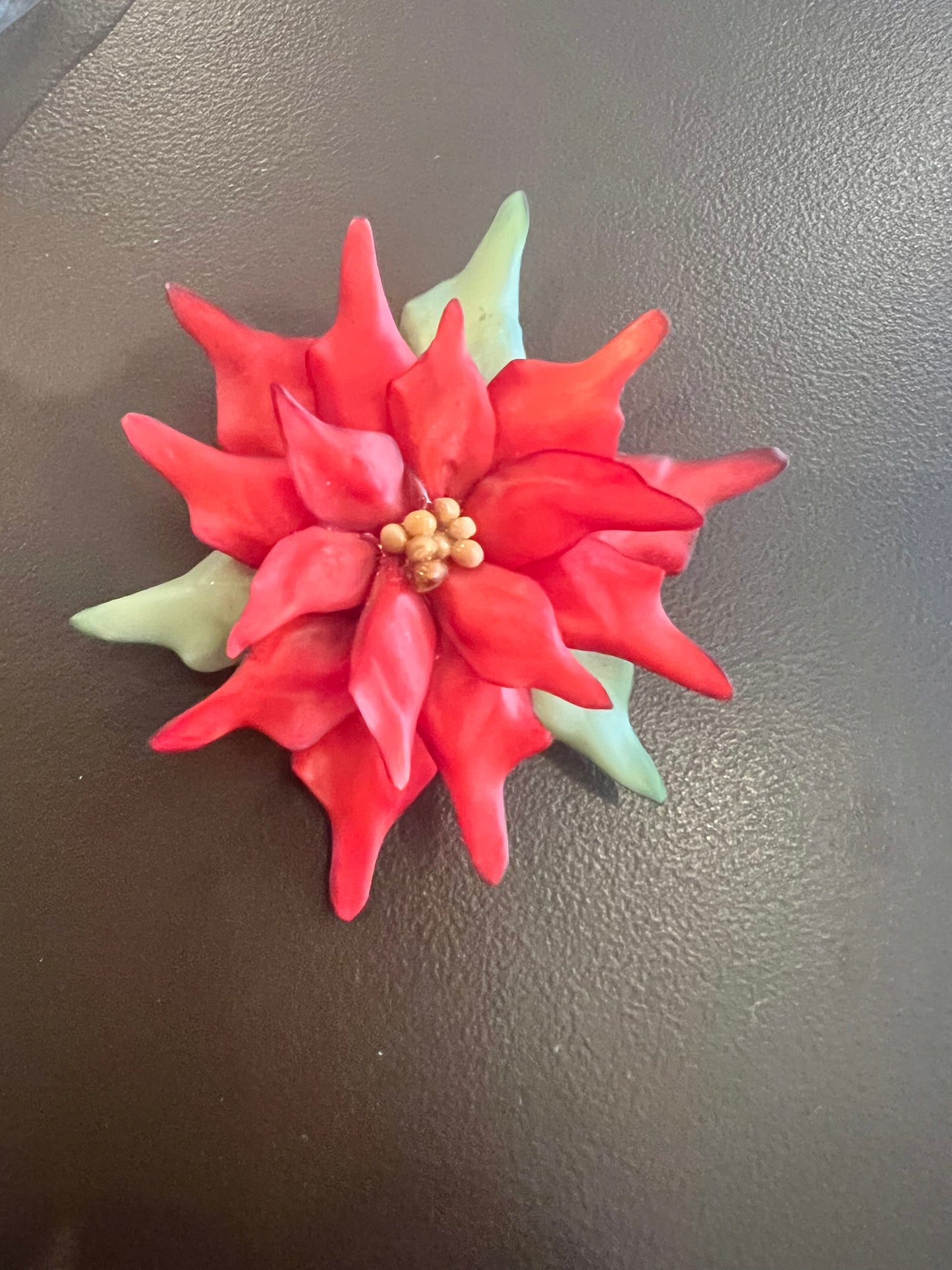 Vintage Handmade Poinsettia Brooch