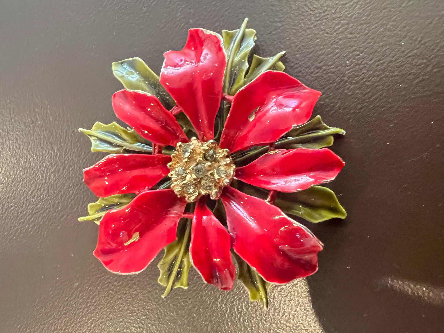 Vintage ART Poinsettia Brooch