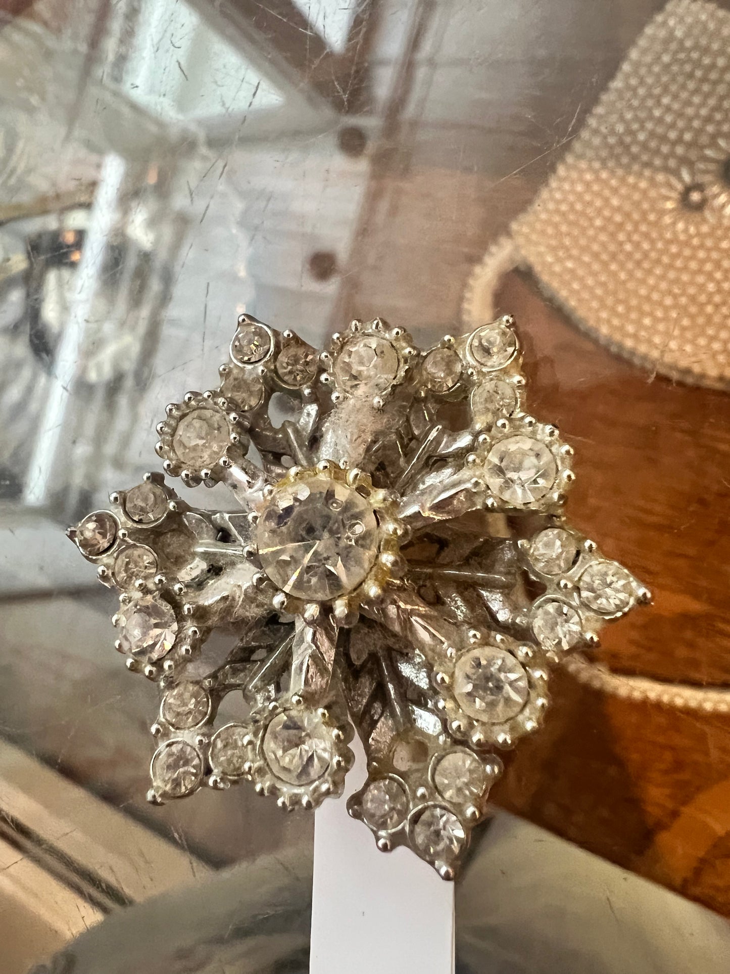 Chunky Silver Snowflake Brooch